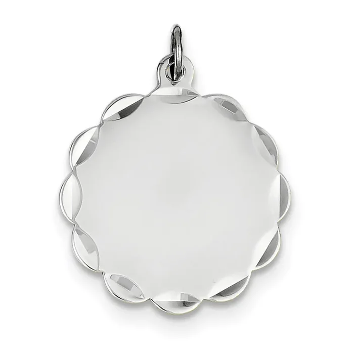 0.011 Gauge Engravable Scalloped Disc Charm 14k white Gold XWM175/11