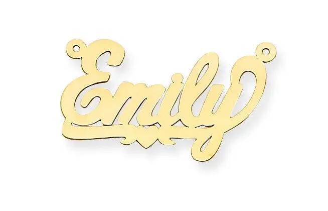 0.013 Gauge Polished Nameplate with Heart Pendant 14k Gold XNA133Y