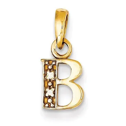 0.01ct Diamond Initial B Pendant 14k Gold Polished YC250B