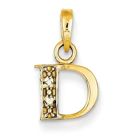 0.01ct Diamond Initial D Pendant 14k Gold Polished YC250D