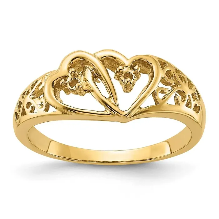 0.05ct. Diamond Heart Ring Mounting 14k Gold Polished Y1729