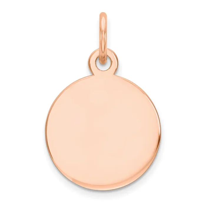 .011 Gauge Circular Engravable Disc Charm 14k Rose Gold Plain XRM135/11
