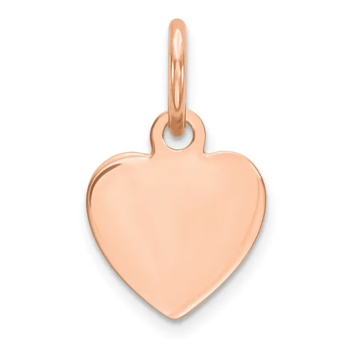 .013 Gauge Engravable Heart Disc Charm 14k Rose Gold Plain XRM193/13