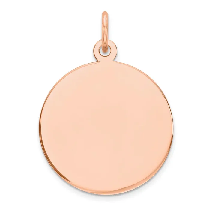 .018 Gauge Circular Engravable Disc Charm 14k Rose Gold Plain XRM136/18
