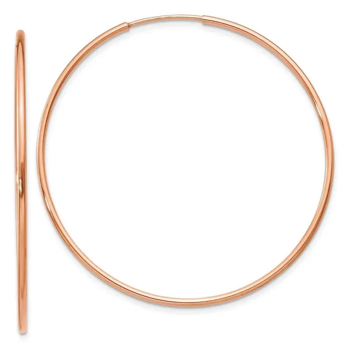 1.2mm Polished Endless Hoop Earrings 14k Rose Gold XY1240