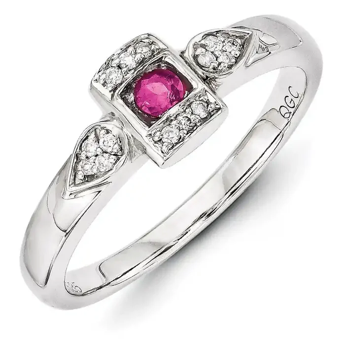1 Birthstone Family Jewelry Diamond Semi-Set Ring 14k White Gold XMRW25/1