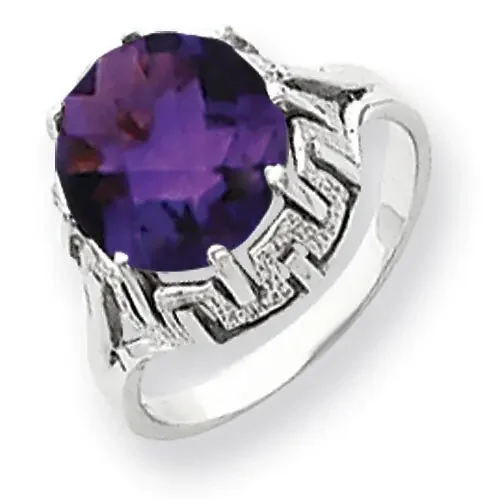 10mm Amethyst Checker Ring 14k white Gold Y4515AC