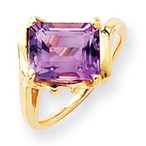 10x8mm Emerald Cut Amethyst ring 14k Gold Y4537AM