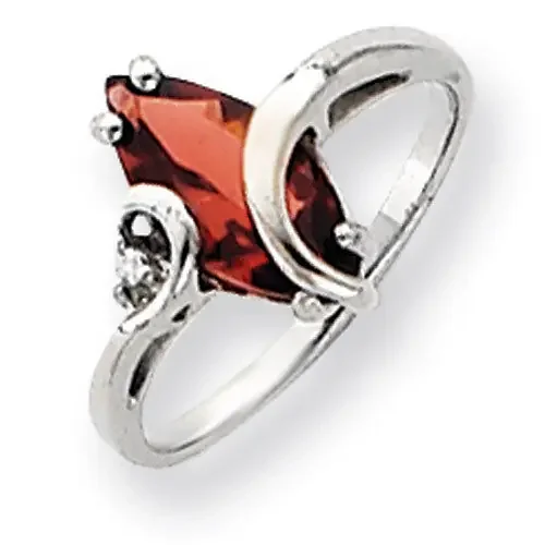 12x6mm Marquise Garnet Diamond ring 14k White Gold Y4530GA/AA