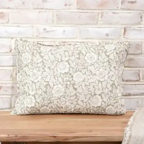 14×20 Beige Floral & Leaf Pillow