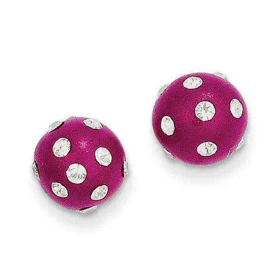 14k Gold Crystal Fuchsia 8mm Post Earrings YE1634