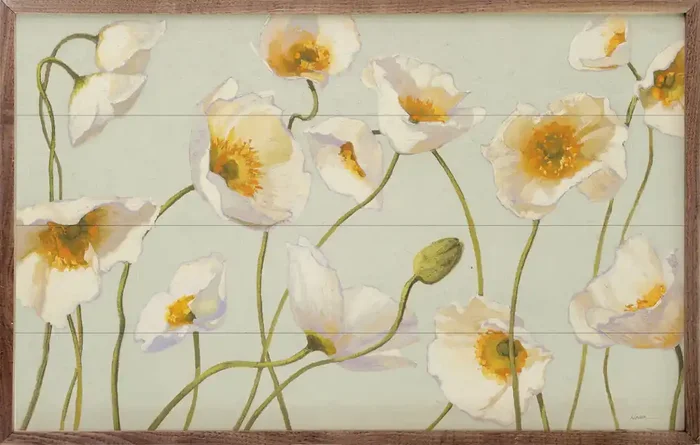 16×10 White & Bright Poppies Wall Art
