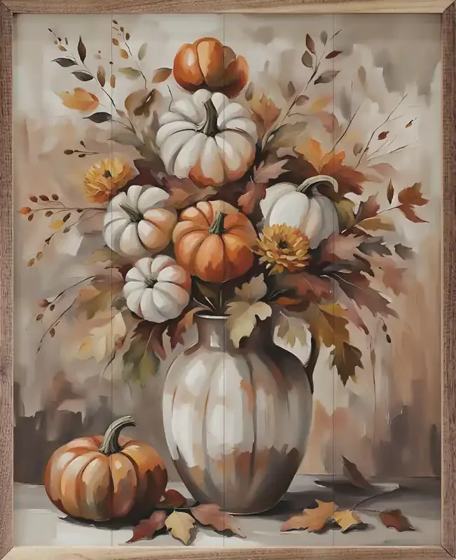 16×20 Pumpkin Bouquet Framed Art
