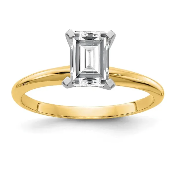 1ct. G H I True Light Emerald Moissanite Solitaire Ring 14k Gold YGSH15E-12MT