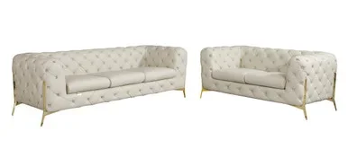 2-Piece Genuine Italian Leather Sofa & Loveseat / 970-BEIGE-2PC