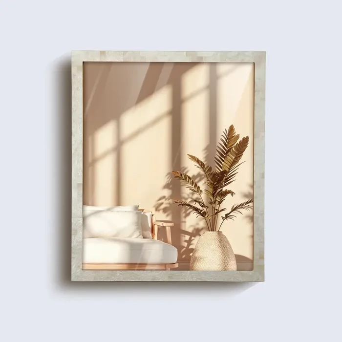 26×24 Rectangular Mirror Ivory Resin Inlay Frame