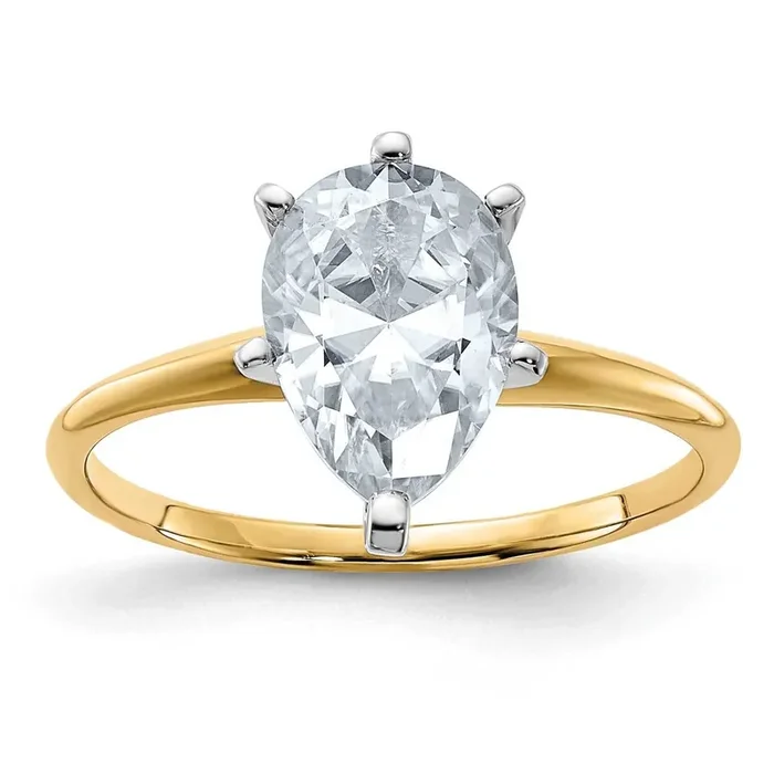 2ct. D E F Pure Light Pear Moissanite Solitaire Ring 14k Gold YGSH15A-15MP-6