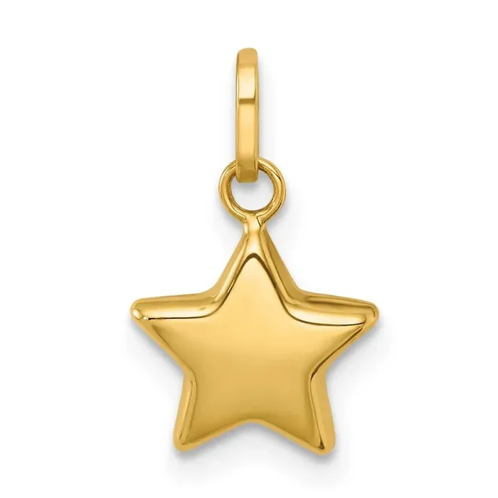 3D Star Charm Pendant 14k Gold Polished YC1616