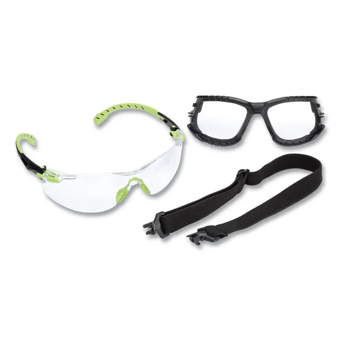 3M™ Solus 1000-Series Safety Glasses, Green Plastic Frame, Clear Polycarbonate Lens