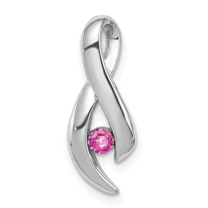 3mm Pink Sapphire pendant 14k White Gold XP951SP