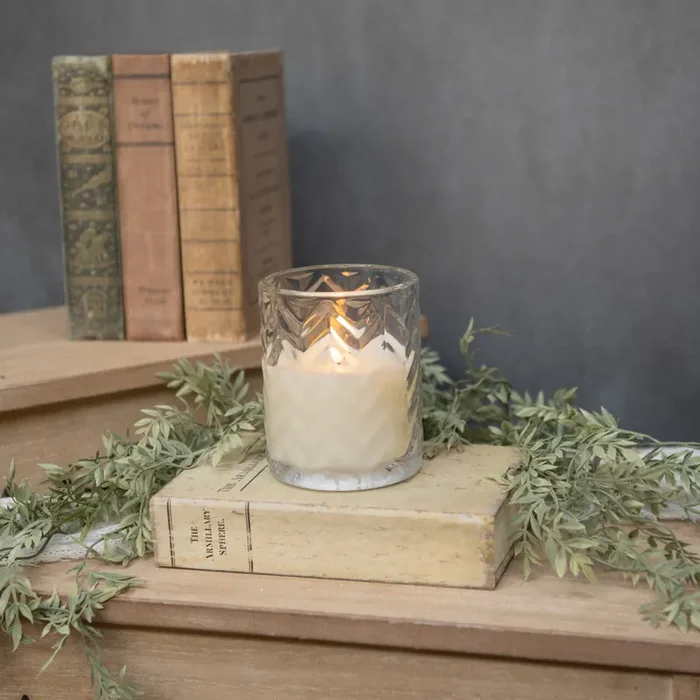 4″ CHEVRON GLASS 3D FLAME CANDLE