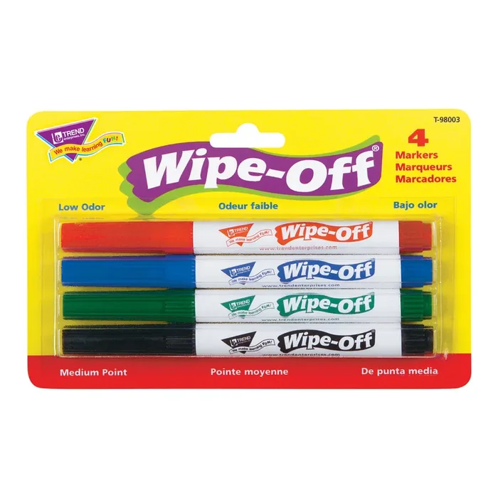 4-Pack Standard Colors Wipe-Off® Markers