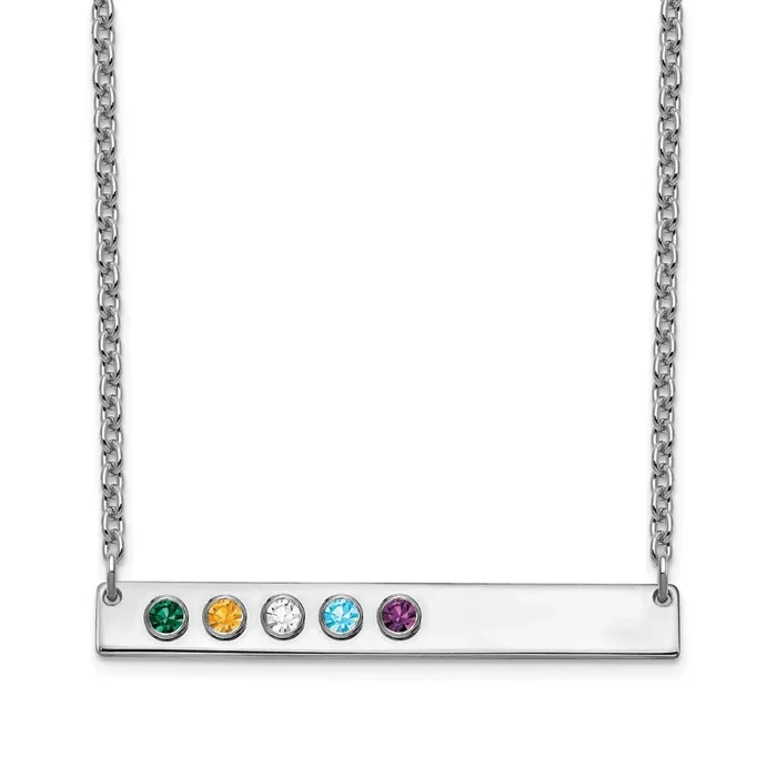 5 Birthstone Medium Bar Necklace 14k White Gold XNA1085/5W