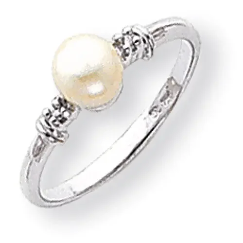 5mm Fresh Water Cultured Pearl Diamond Ring 14k white Gold Y1860PL/A