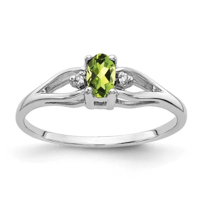 5x3mm Oval Peridot AA Diamond Ring 14k White Gold Y2080PE/AA