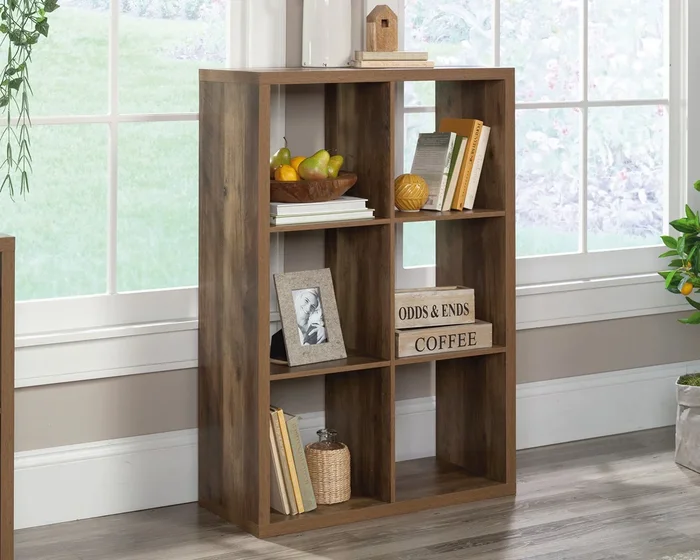 6-Cube Organizer in Rural Pine Finish – Versatile Horizontal or Vertical Bookcase with Open Storage for Bins, Décor & Essentials