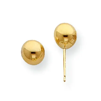 6mm Standard Weight Ball Post Earring Mounting 14k Yellow Gold YG559