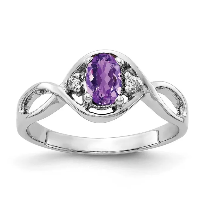 6x4mm Oval Amethyst A Diamond Ring 14k White Gold Y2086AM/A