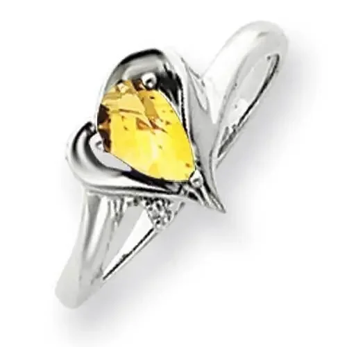 6x4mm Pear Citrine Diamond Ring 14k White Gold Y4560CI_AA