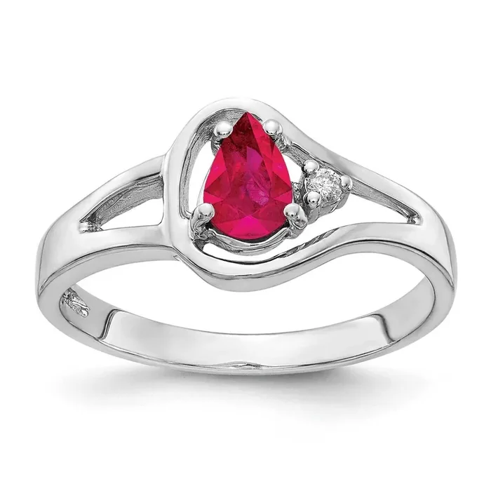 6x4mm Pear Ruby Vs Diamond Ring 14k White Gold Y2071R/VS