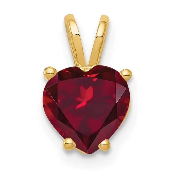 7mm Heart Created Ruby pendant 14k Gold XP430CR