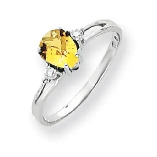7x5mm Pear Citrine Diamond Ring 14k White Gold Y4626CI_AA