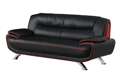 80″ Modern Faux Leather Upholstered Sofa in Black / 405-BLACK-S