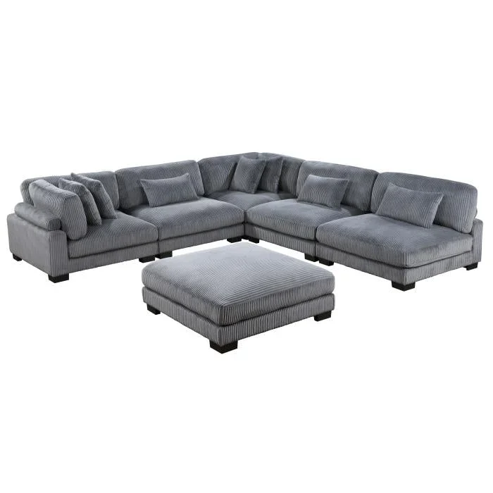 8555GY*6OT – (6)6-Piece Modular Sectional with Ottoman