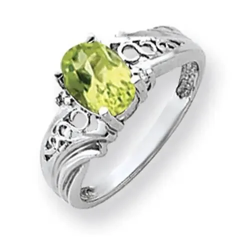 8x6mm Oval Peridot Diamond Ring 14k White Gold Y4684PE_AA