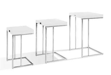 A&X Amelia – Modern White Crocodile Lacquer End Table Set / VGUNAK855-35