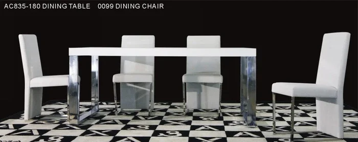 A&X Skyline White Crocodile Extendable Dining Table