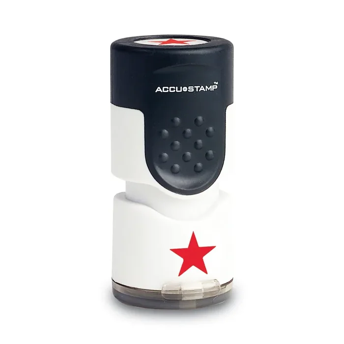 ACCUSTAMP® Pre-Inked Round Stamp with Microban, Star, 0.63″ dia, Red