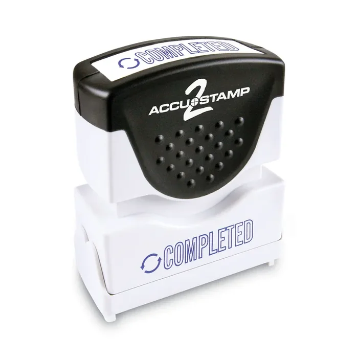 ACCUSTAMP2® Pre-Inked Shutter Stamp, Blue, COMPLETED, 1.63 x 0.5