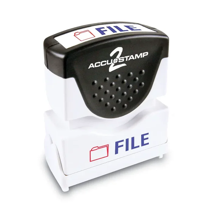 ACCUSTAMP2® Pre-Inked Shutter Stamp, Red/Blue, FILE, 1.63 x 0.5