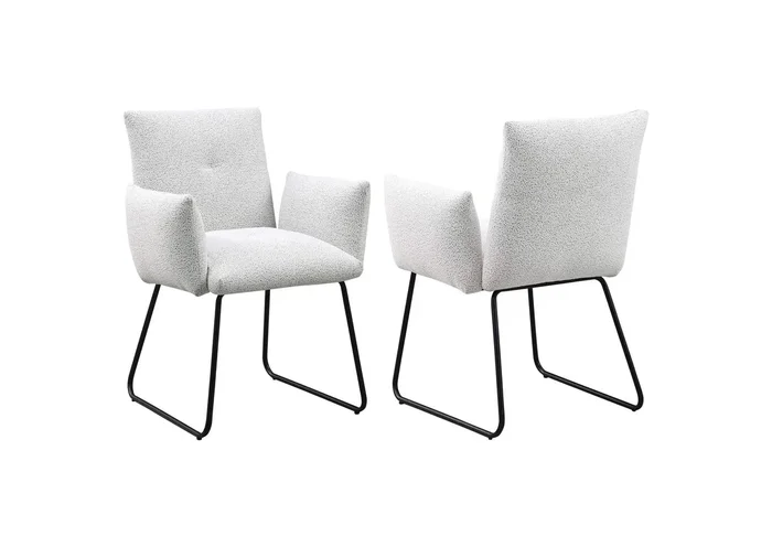 Ackland Upholstered Dining Arm Chair Light Grey (Set of 2)