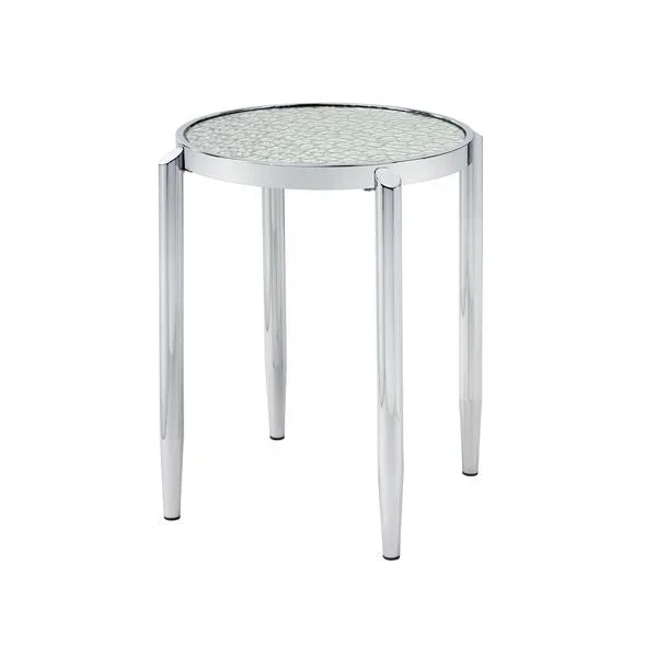 ACME Abbe Glass & Chrome Finish End Table Model LV00573