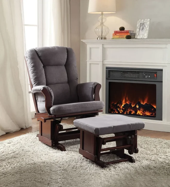ACME Aeron Gray Microfiber & Cherry Accent Chair Model 59338
