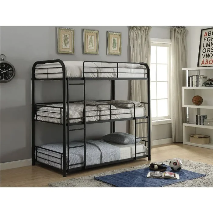 ACME Cairo Sandy Black Triple Bunk Bed – Full Model 37330