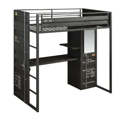 ACME Cargo Gunmetal Finish Twin Bed Model 37965
