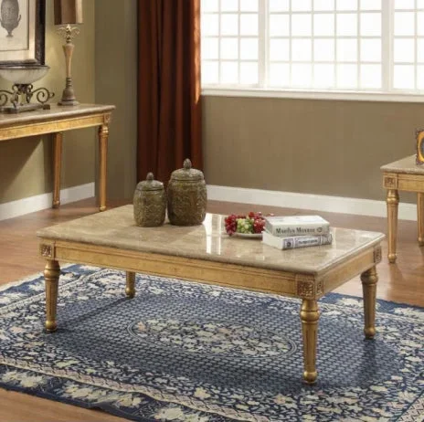 ACME Daesha Marble & Antique Gold Coffee Table Model 81715